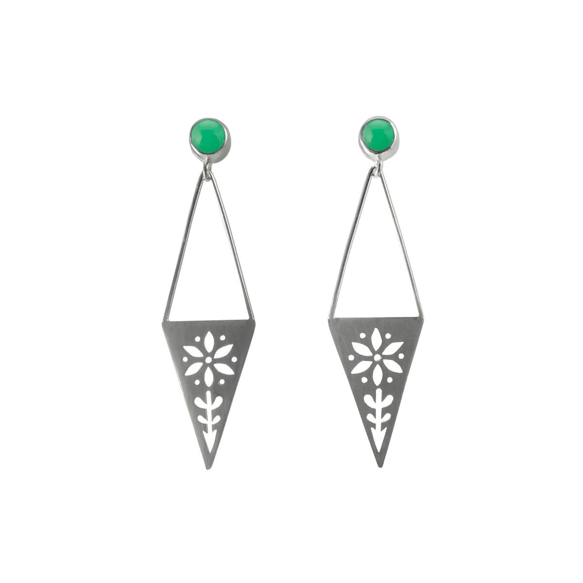 Triangle Garden Post Earrings with Gem