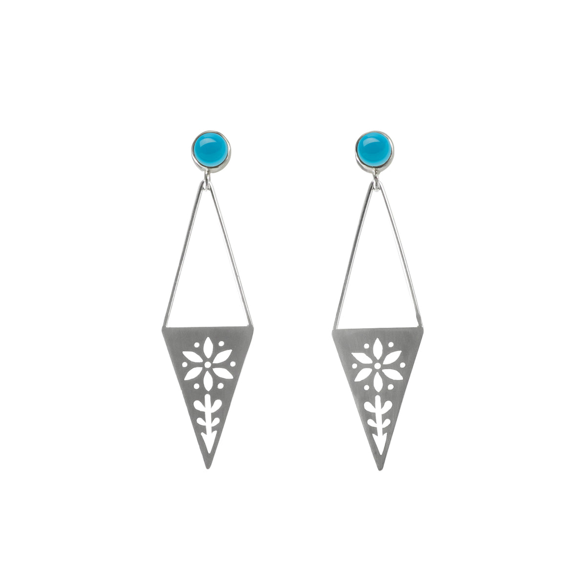 Triangle Garden Post Earrings with Gem